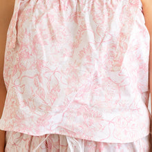 Load image into Gallery viewer, Pink Bow Toile Tie Top Ruffle Sleep Set
