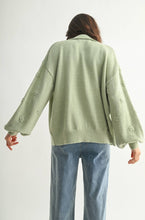 Load image into Gallery viewer, Sage Green Floral Embellished Cardigan Sweater

