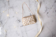 Load image into Gallery viewer, Quilted Pearl Handbag Irish Linen Hanging Decor
