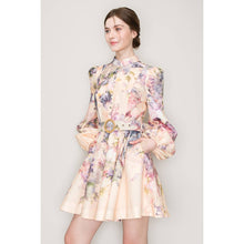 Load image into Gallery viewer, Long Sleeve Floral Belted Waist Dress
