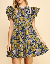 Load image into Gallery viewer, Navy Floral Pictuck Mini Dress
