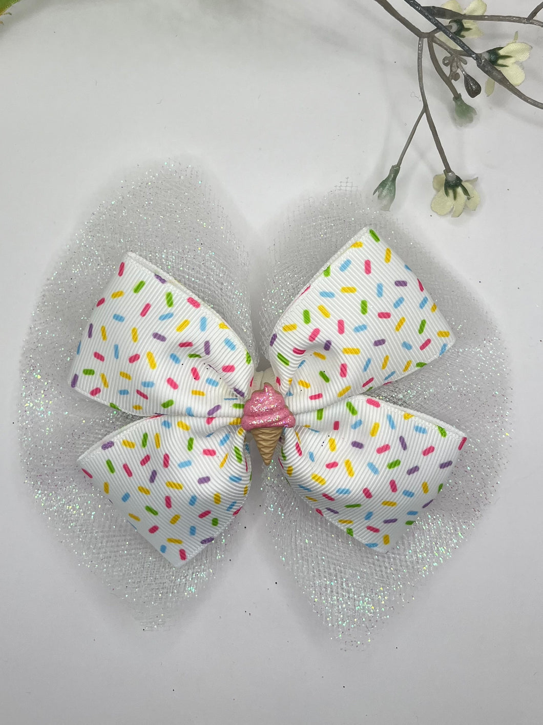 Summer Birthday Ice Cream Hair Bow