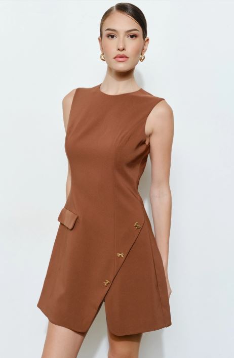 Asymmetrical Bow Accent Mini Dress