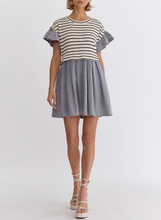 Load image into Gallery viewer, Striped Ruffle Denim Babydoll Dress
