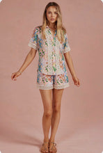 Load image into Gallery viewer, Garden Party Crochet Contrast Trim Satin Shorts **PREORDER**
