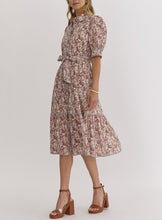 Load image into Gallery viewer, Fall Hydrangea Short Sleeve Midi Dress
