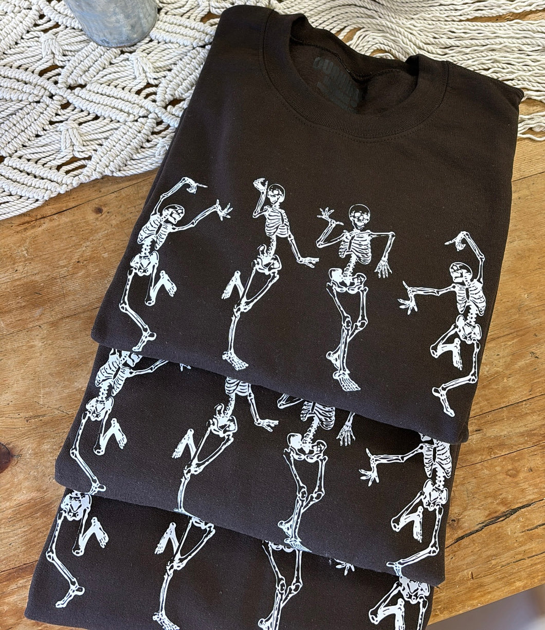 Dancing Skelly Brown Crewneck Sweatshirt