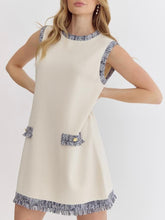 Load image into Gallery viewer, Cream Denim Tweed Shift Dress
