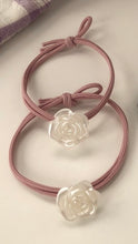 Load image into Gallery viewer, Pearl Camellia Flower Hair Tie
