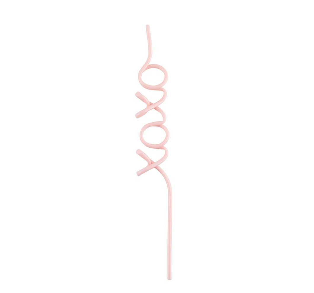 XOXO Pink Word Straw
