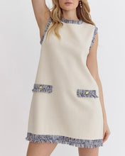 Load image into Gallery viewer, Cream Denim Tweed Shift Dress
