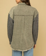 Load image into Gallery viewer, Twill &amp; Cable Knit Mixed Shacket
