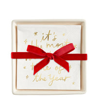 Load image into Gallery viewer, &quot;The Most Wonderful Time&quot; Ceramic Napkin Tray + Napkins
