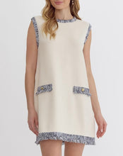 Load image into Gallery viewer, Cream Denim Tweed Shift Dress
