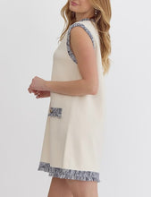 Load image into Gallery viewer, Cream Denim Tweed Shift Dress
