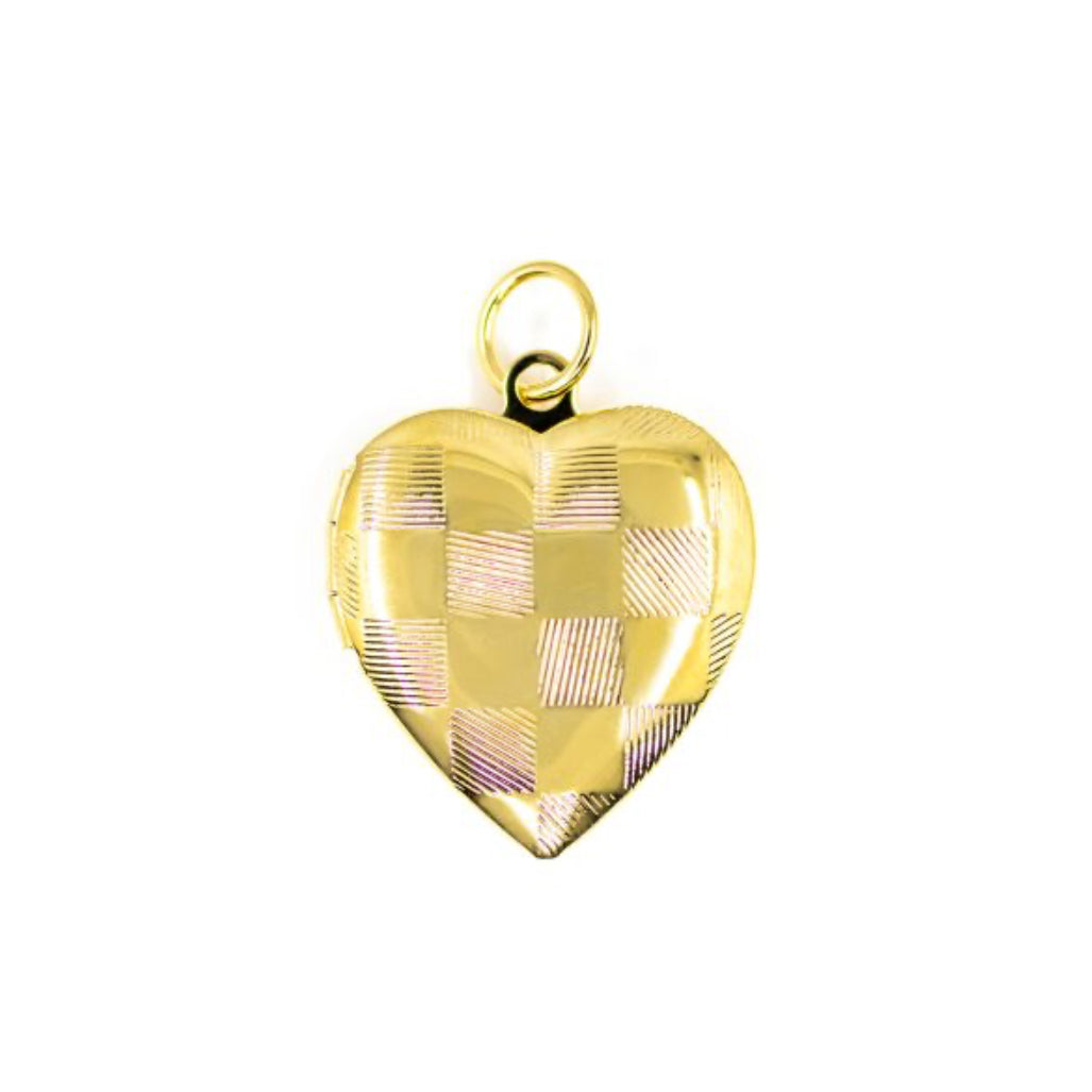 Checkered Gold Heart Locket
