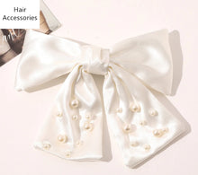 Load image into Gallery viewer, The Pretty Little Pearl Bridal Satin Bow
