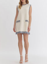 Load image into Gallery viewer, Cream Denim Tweed Shift Dress
