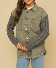 Load image into Gallery viewer, Twill &amp; Cable Knit Mixed Shacket
