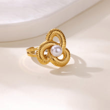 Load image into Gallery viewer, Pretty Little Gold Twist Pearl Ring
