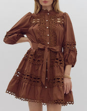 Load image into Gallery viewer, Brown Perle Crochet Detail Lace Mini Dress
