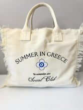 Load image into Gallery viewer, Summer In Greece Social Club Canvas Tote Bag
