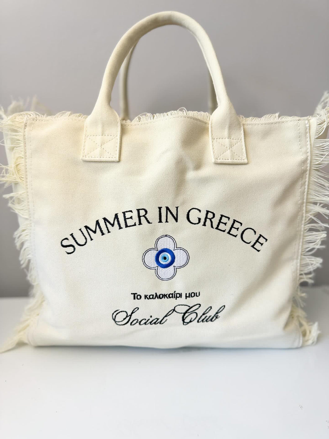 Summer In Greece Social Club Canvas Tote Bag
