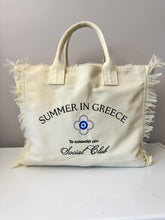 Load image into Gallery viewer, Summer In Greece Social Club Canvas Tote Bag

