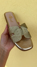 Load image into Gallery viewer, Grecian Goddess Gold Flat Sandals

