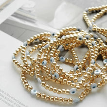 Load image into Gallery viewer, Evil Eye Gold Beaded Bracelet
