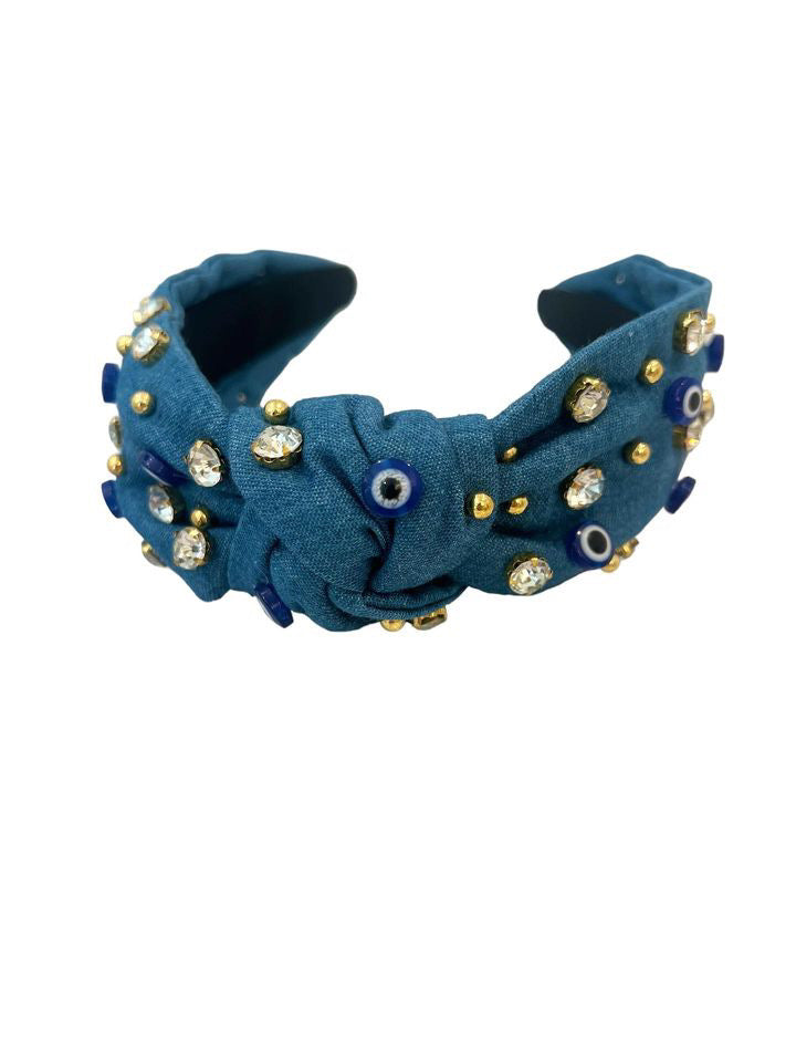 The Mykonos Evil Eye Top Knot Headband