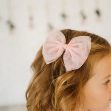 Load image into Gallery viewer, Flocked Heart Tulle Bow Clip
