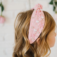 Load image into Gallery viewer, Pearl Heart Gemstone Little Girl Headband
