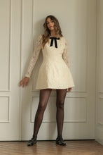 Load image into Gallery viewer, Pretty Little Lace Velvet Bow Fit &amp; Flair Mini Dress
