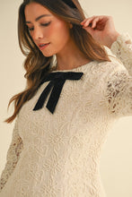 Load image into Gallery viewer, Pretty Little Lace Velvet Bow Fit &amp; Flair Mini Dress
