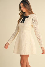 Load image into Gallery viewer, Pretty Little Lace Velvet Bow Fit &amp; Flair Mini Dress
