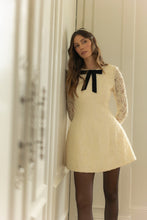 Load image into Gallery viewer, Pretty Little Lace Velvet Bow Fit &amp; Flair Mini Dress
