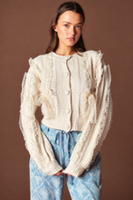 Load image into Gallery viewer, The Colette Lace &amp; Bow Ruffle Cardigan
