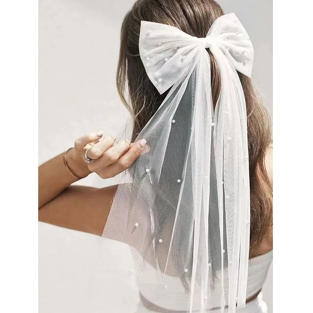 The Pretty Little Pearl Bridal Tulle Bow
