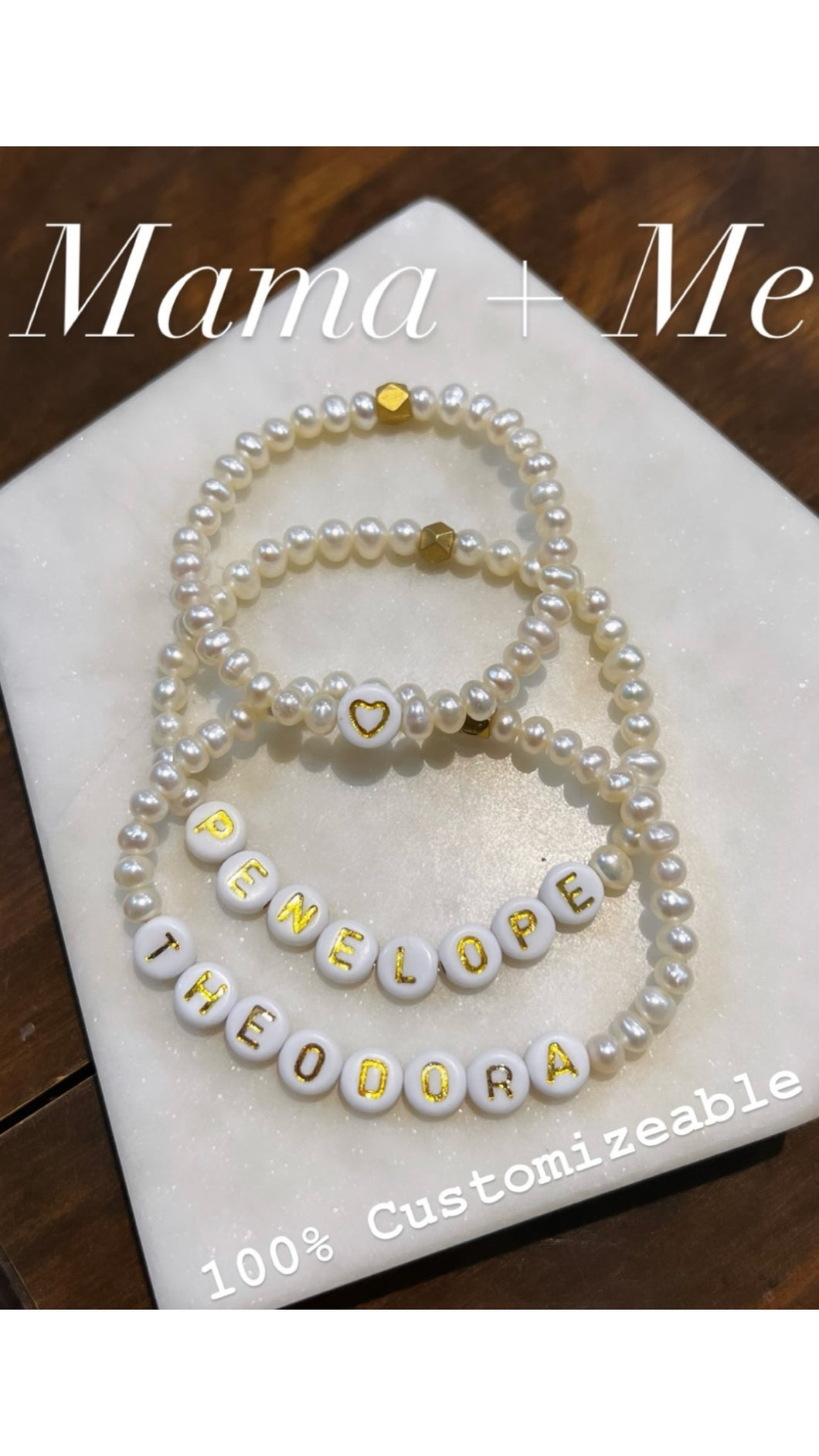 Custom Gold Letter Freshwater Pearl Bracelet
