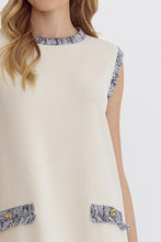 Load image into Gallery viewer, Cream Denim Tweed Shift Dress
