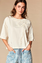 Load image into Gallery viewer, Pretty Little Ruffle Lace Bow Short Sleeve Top
