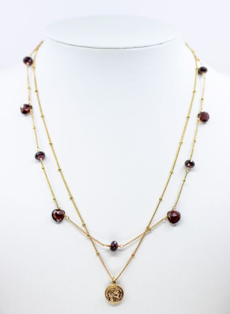 Semi-Precious Stone Delicate Disc Necklace