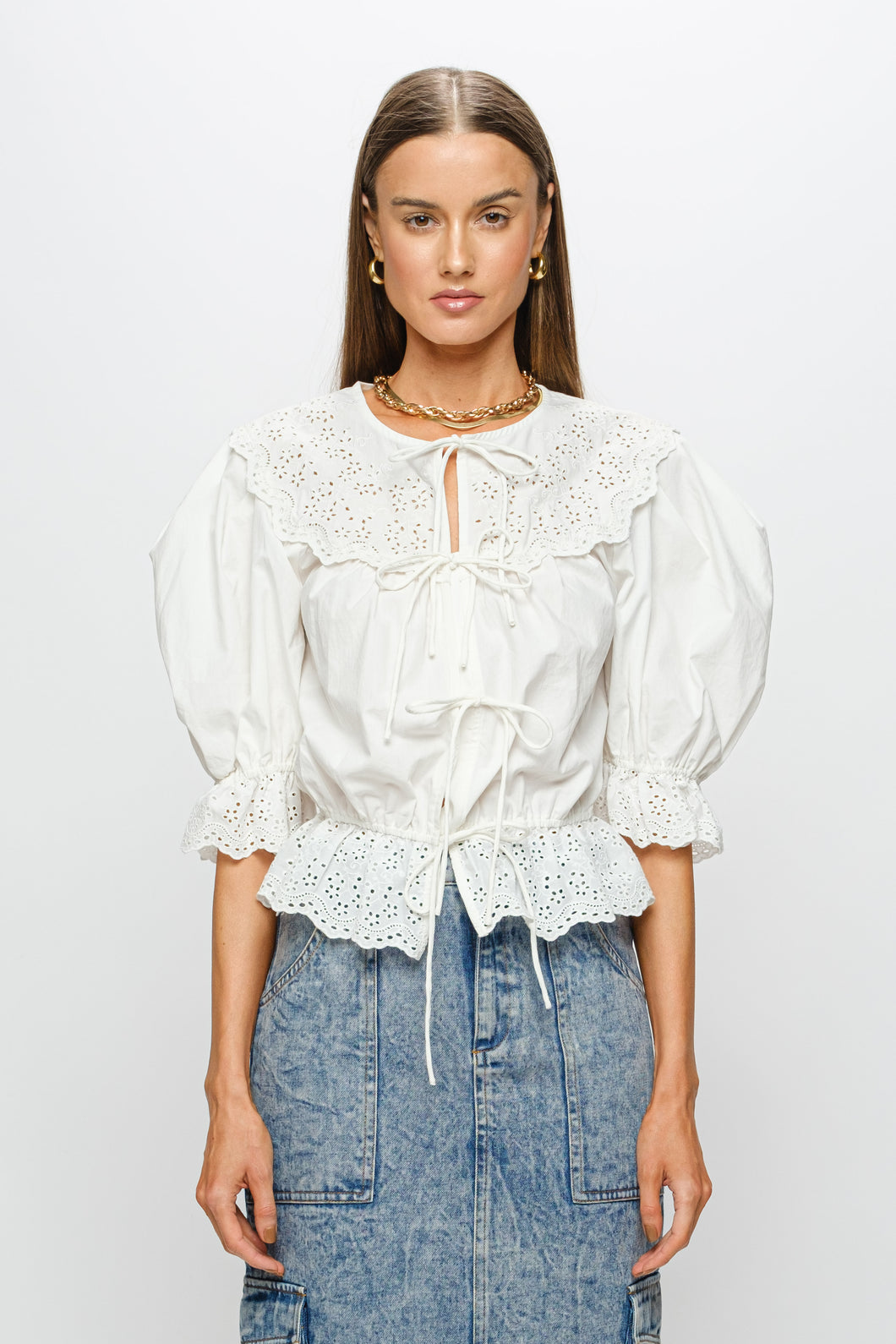 The Emi Embroidered Eyelet Blouse
