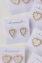 Load image into Gallery viewer, Pearl Studded Pink Tortoise Statement Stud Heart Earrings
