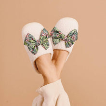 Load image into Gallery viewer, Jolly Sprig Betty Bow Fuzzy Slippers
