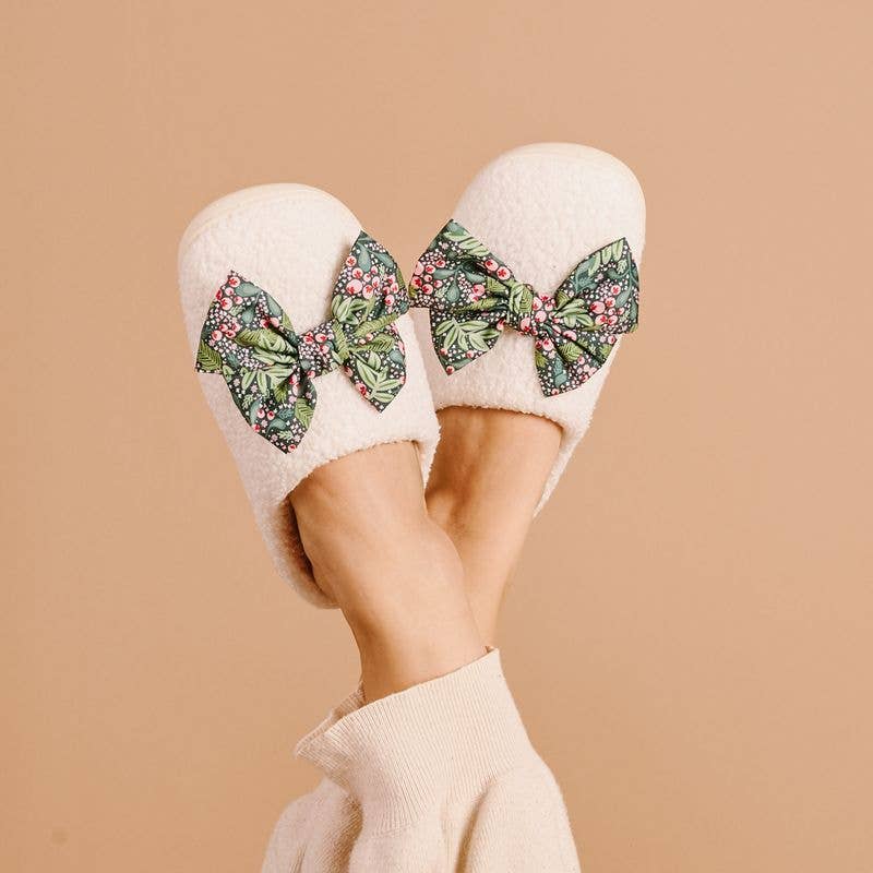 Jolly Sprig Betty Bow Fuzzy Slippers