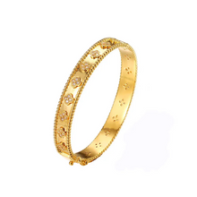Load image into Gallery viewer, Studded Clover Gold Bangle Bracelet
