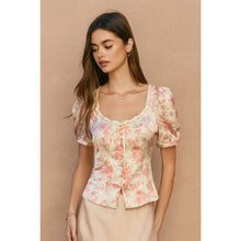 Load image into Gallery viewer, Wildflower Waltz Balloon Short Sleeve Blouse
