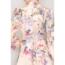 Load image into Gallery viewer, Long Sleeve Floral Belted Waist Dress

